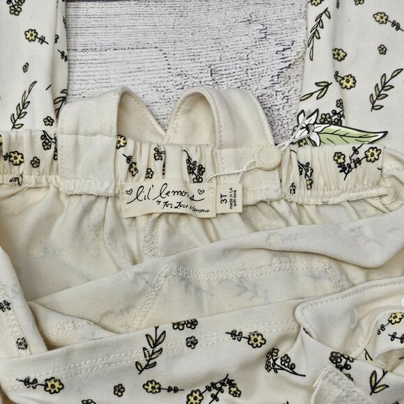 NWT Lil Lemons Floral Toddler Girls Pocket Romper Size 3T - Picture 2 of 6